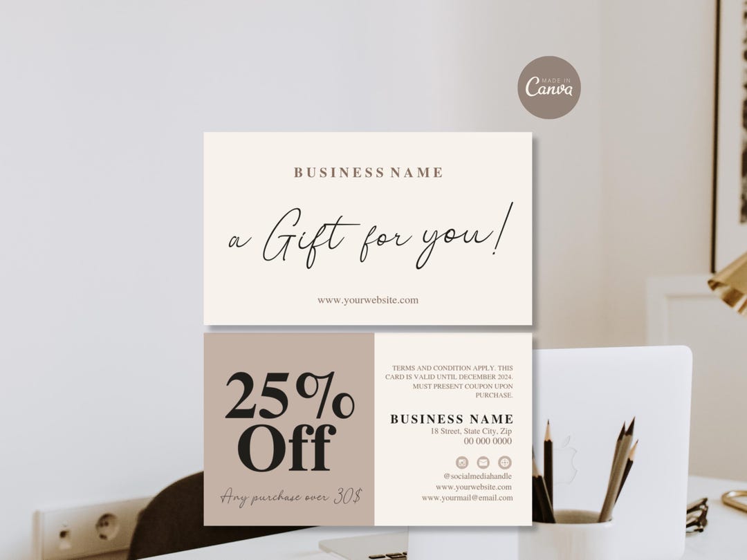 Doscount Card Example Coupon Card Template, Editable Small Business Promo Card, Canva ...