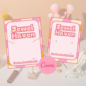 Custom Jewelry Display Card Template, Editable Necklace Display Card, Printable Earring Card, Canva Template Jewelry Business Packaging