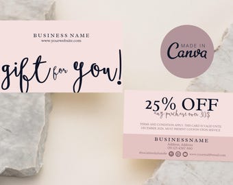 Small Business Coupon Card Template, Editable Discount Gift Card ...