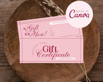 Gift Certificate Template, Editable Discount Gift Voucher Canva Template, DIY Customer Rewards Card, Printable Small Business Gift Coupon