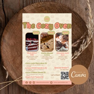 Bäckerei Marketing Flyer Vorlage, bearbeitbarer niedlicher Kuchen Flyer Design, druckbarer Cupcake Cookie Business Flyer, Canva Bäckerei Menüvorlage