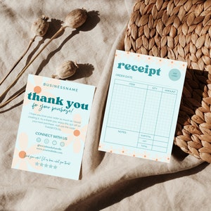 Thank You Card Template, Printable Receipt Form Design, Editable Modern Business Receipt Template, Canva Thank You Insert Template
