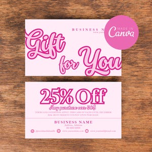 Couponkaartsjabloon, bewerkbaar ontwerp cadeaubon, afdrukbare promotiekaart voor kleine bedrijven, canvassjabloon Customer Rewards-promokaart