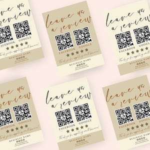 Leave Us A Review QR Code Sign Template, Editable Business Review Sign, Printable Review Request Design, Canva Template Google Review Sign