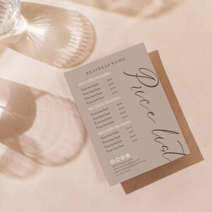 Price List Template, Printable Small Business Pricing Guide Design ...