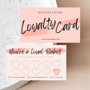 Modelo de cartão de fidelidade, design de cartão de recompensas para clientes editável, cartão de desconto para empresas de beleza para impressão, modelo de cartão de fidelidade perfurado Canva
