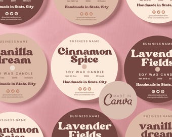 Candle Dust Cover Template, Editable Round Lid Sticker, Printable Custom Dust Cover Design, Canva Template Candle Business Branding