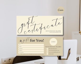 Editable Gift Certificate Template, Printable Gift Voucher, Canva Template Gift Certificate, DIY Gift Card, Small Business Supplies