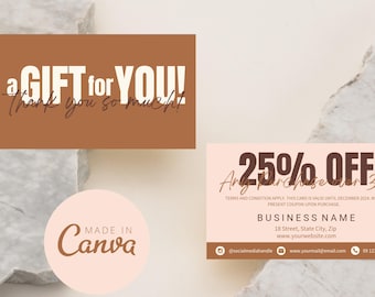 Small Business Coupon Card Template, Editable Discount Gift Card ...
