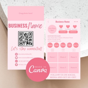 Pink Instagram Business Card Template: Modern QR Code Design (Canva Editable, Digital Download)