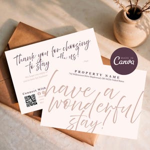 Editable Airbnb Welcome Card Template, Vacation Rental Guest Note (Canva Template, Digital Download)