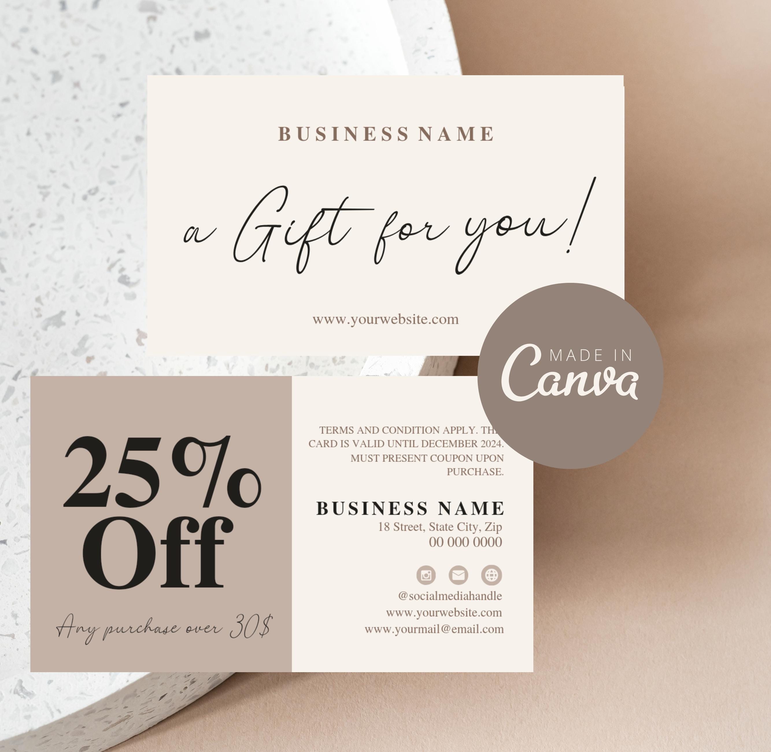 Coupon Card Template, Editable Small Business Promo Card, Canva ...