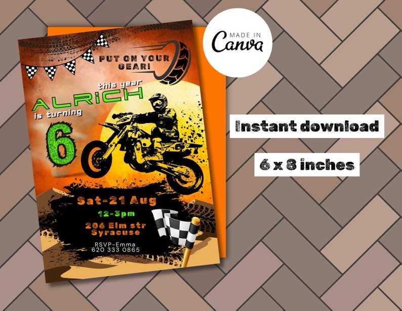 Digital Dirt Bike Birthday Invitation-dirt Bike Party-motorbike Invite ...