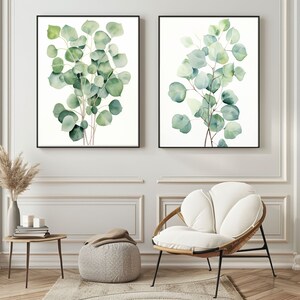 Green Eucalyptus Leaves Digital Art - Modern Wall Print