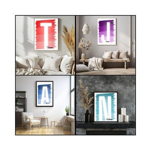 Unique Letter Art, Custom Colors | Name Print, 5 Sizes | Digital Download