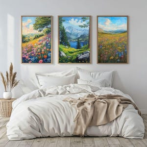 Mountain Lake Serenity Art Prints: Set of 3 for Home Decor