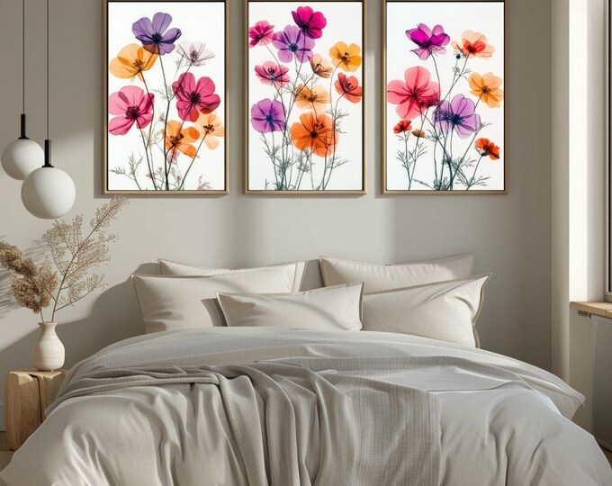 X-ray Cosmo Flower Art Print Set: Colorful Botanical Wall Decor ...