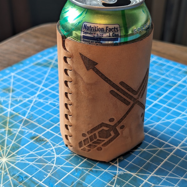 Leather Can holder Pattern - DXF and SVG for laser cutter - New Sew, tab and slot construction