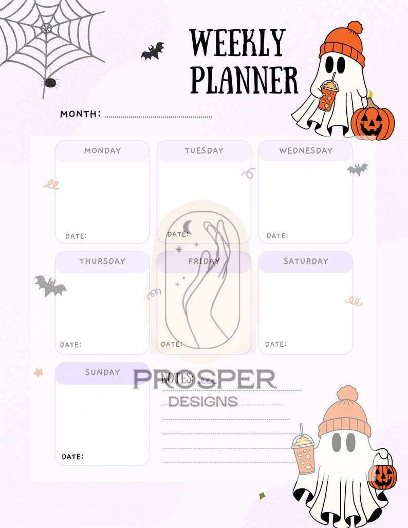 Cute Spooky October Weekly Planner printable Etsy