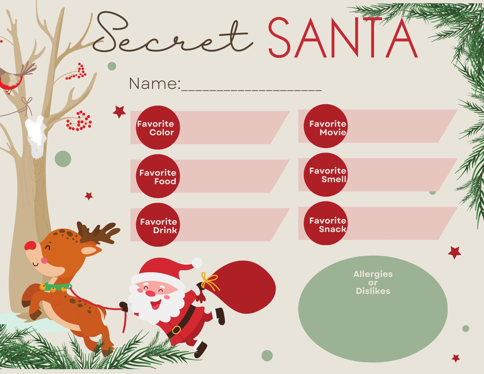 Unlimited Printable Cute Secret Santa Cards for Coworkers, Family, and Friends - Etsy