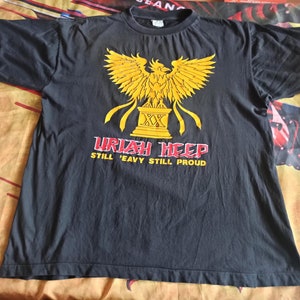 Uriah Heep vintage t shirt 90s size XL, two decades in rock world tour date, genuine TEE vintage 90s for your collection hard heavy metal