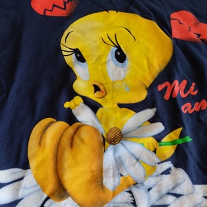 Camiseta vintage de los años 90 de Tweety Bird 1999 Warner Bros. dedstock you love me? CAMISETA de algodón marca ELMI original de los Looney Tunes, ya lavada, talla M