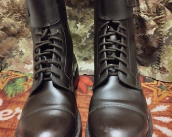 1980s SOLDINI made in itary ブーツ archive Italian Police Leather Boots, Vintage 80S, With Quick Zip