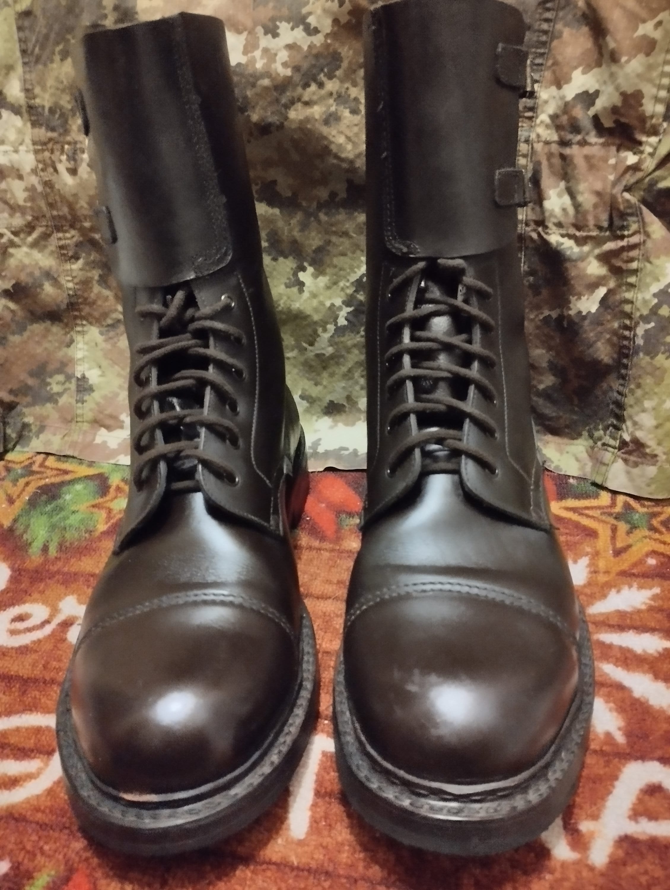 Combat Leather Boots Italian Army Vintage 80S, 1985, Deadstock Big