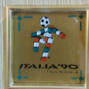 Italia 90, 1990 World Cup, small vintage 90s souvenir picture, original product. 5x5 inch, Ciao mascotte, for true collectors of football me