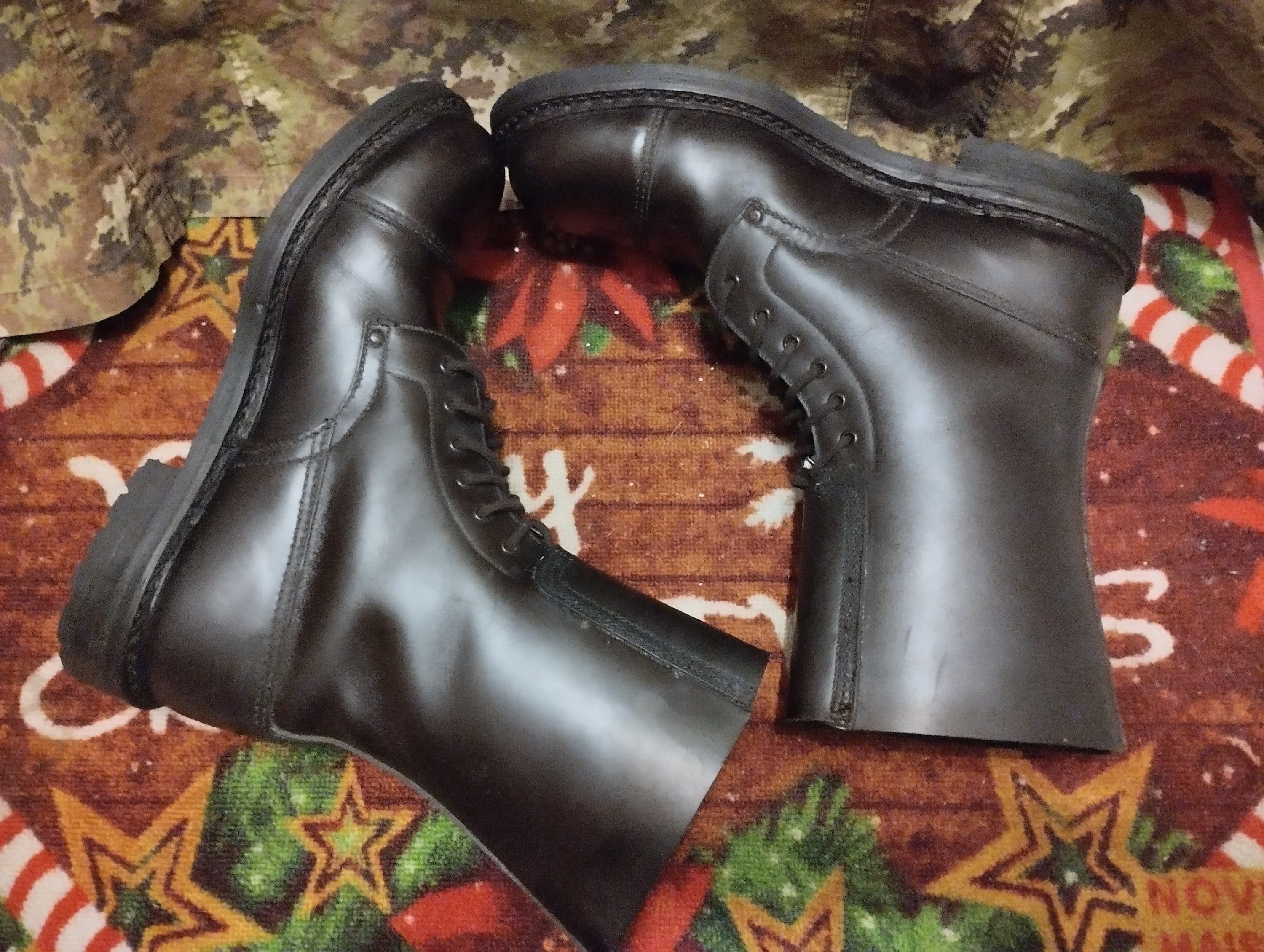 Combat Leather Boots Italian Army Vintage 80S, 1985, Deadstock Big