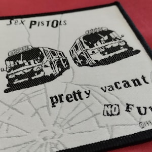 Sex Pistols, ganska tomt, inte kul, officiell vintage 90-tals-sy-på-lapp från 1994, oanvänd, deadstock, punk UK, för din samling eller jacka