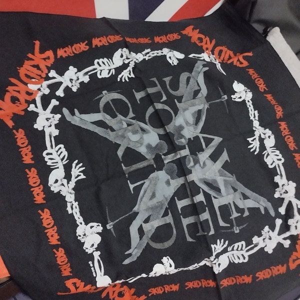 Bandana Skid Row 1991 vintage des années 90, original officiel Slave To the Grind, carcasse jamais utilisée, pour les vrais collectionneurs du légendaire groupe de rock