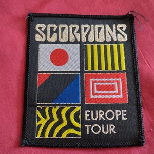 Skorpione, Europa Tour Vintage 80er Jahre Patch zum Aufnähen, silber Effektfarbe, nie benutzt, tolles Geschenk für Fans der deutschen Band Heavy Metal