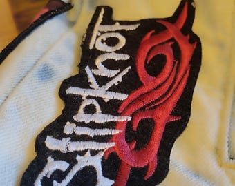 Slipknot, vintage fine anni 90 primi 2000, naszywka do przyszycia, naszywka do prasowania, haftowana na aksamicie, logo Slipknot, na kurtkę lub torbę!!