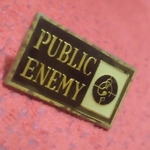 Public Enemy vintage end 80 early 90s enamel crystal used , small pin for big gift for fans great rap hip hop band Public Enemy, for bomber