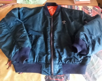 Wilker Inc. Bomber jacket vintage end 80 early 90s flyer so MA 1 type airborne XL flyght, vintage clothing streetwear, ideal zip, amazing