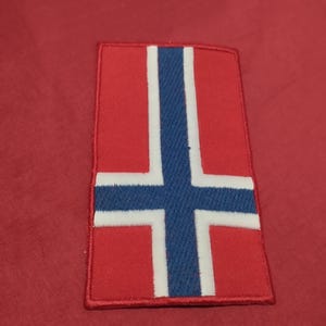 Norwegen-Flaggenaufnäher, zum Aufnähen oder Aufbügeln, gestickt, schwarzer Metal-Aufnäher, Vintage aus den 2000er Jahren, unbenutzt, für deine Battle-Weste oder Metal-Jacke