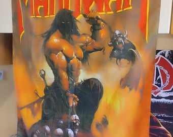 Manowar 1994 ©,  Agony And Ecstasy vintage 90s flag wall, 70 x 100, for true defenders, from album The triumph of steel, epic metal. Warrior
