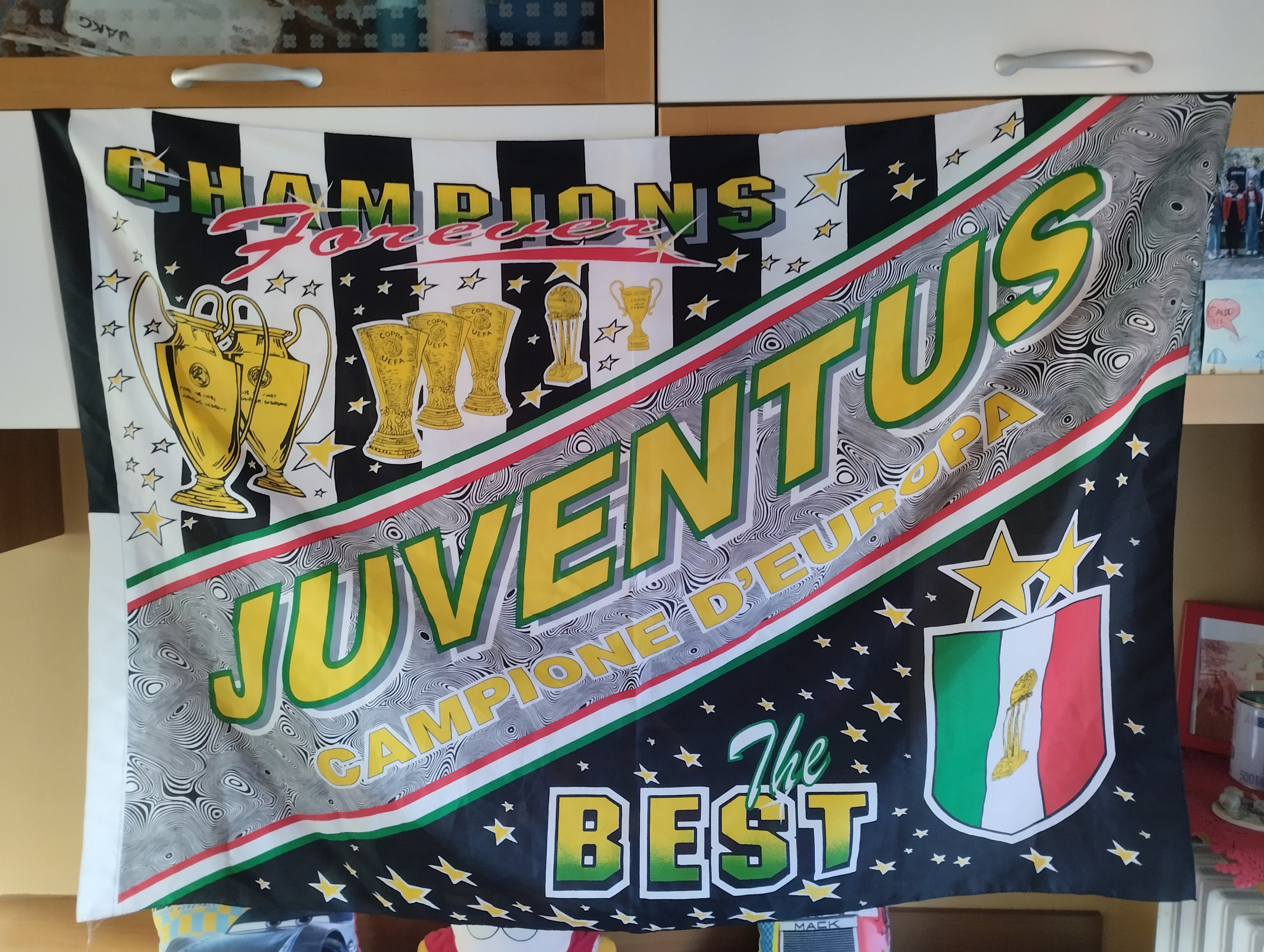 中華のおせち贈り物 Juventus Vintage Italian Football Juventus Flag, Big 80S 応援グッズ