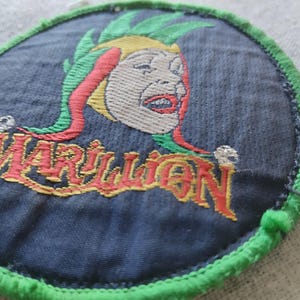 Marillion, Script for a Jester's Tear vintage 80S sew on patch used, patch round, extra rare item for real collectors vintage relic of the l