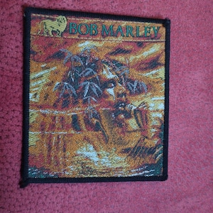 Bob Marley can be seen among the leaves. vintage 90s sew on patch dedstock,made in England, extra rare item for real collectors vintage patc