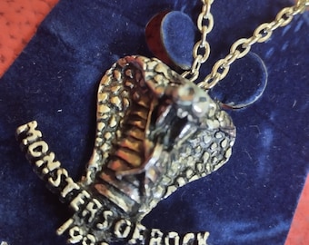 Monsters of rock 1990, Whitesnake, collar con colgante grande, vintage años 90, merchandising oficial original, todavía en embalaje original Reino Unido