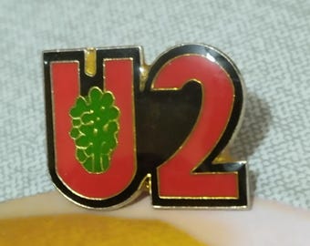 U2 vintage 80s enamel crystal pin, The Joshua tree, amazing gift for fans great rock band U2, for your collection or your denim jacket, bag