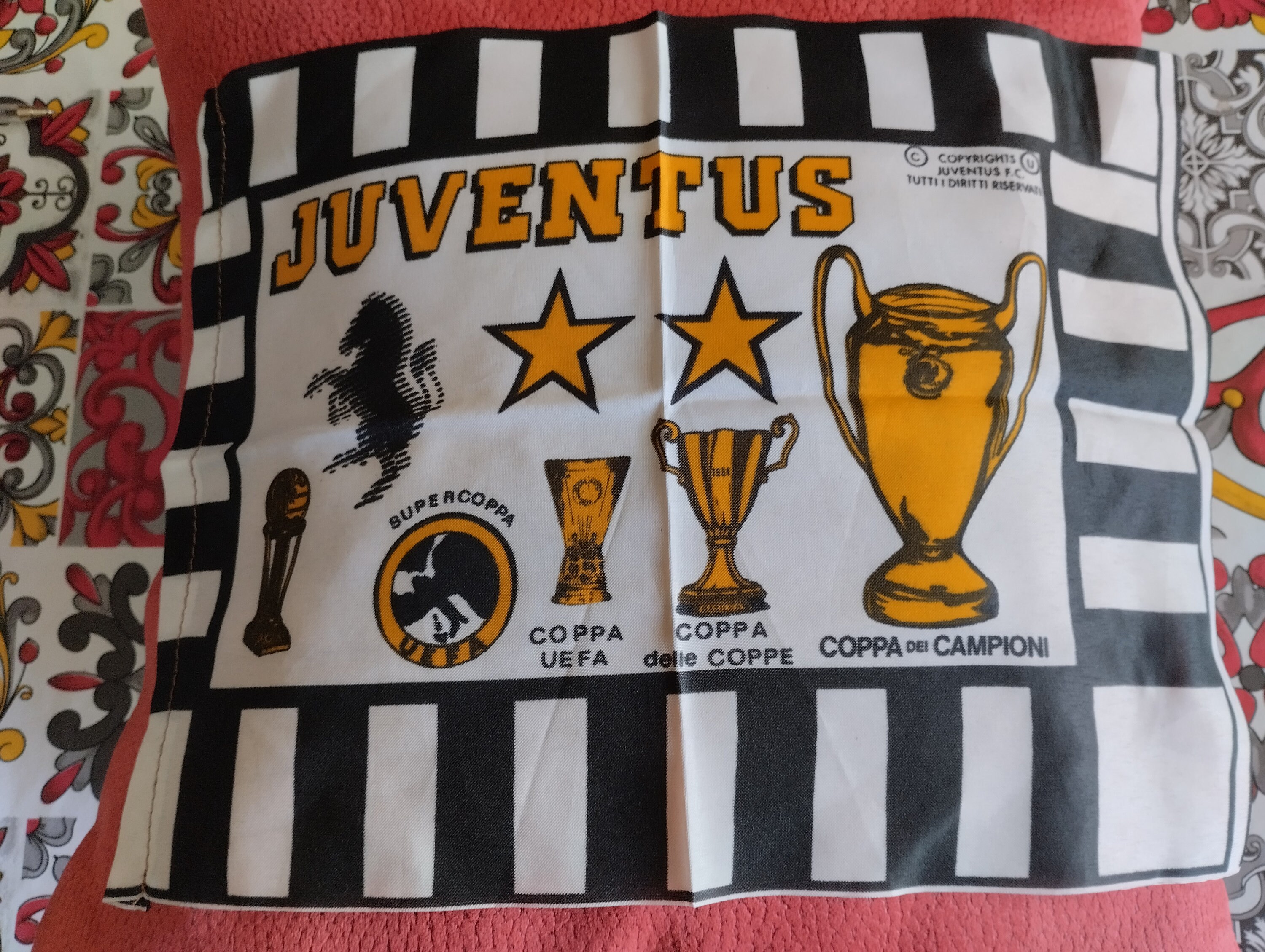 応援グッズ 1980s JUVENTUS F.C. Vintage Flag Juventus 1985, Small Flag, Italian Football Team Juventus