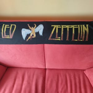 Led Zeppelin, Stairway to Heaven, Vintage 80er Jahre großes Banner, Erinnerungsstücke Rockmusik 80er Jahre. 112cm x 23cm für echte Sammler der Reliquien Gegenstände