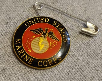 US marine corps , vintage 90s badge enamel  crystal Badge to sew or pin with a safety pin. Ideal for baseball caps or for your denim jacket