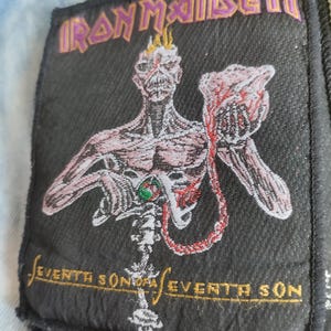 Iron Maiden vintage 80s, Seventh Son of a Seventh Son, With silver-colored inserts, sew on patch used 80S, extra rare item for real collecto