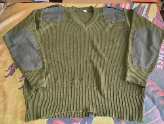 Vintage 90s Military Sweater, Italian Army, Olive Green Color,very