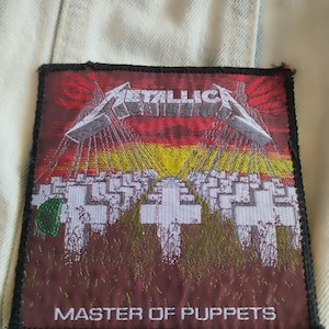 Metallica Master of puppets, Silver colored military medal.vintage 80S sew on patch used.amazing gift for fans great band heavy thrash metal