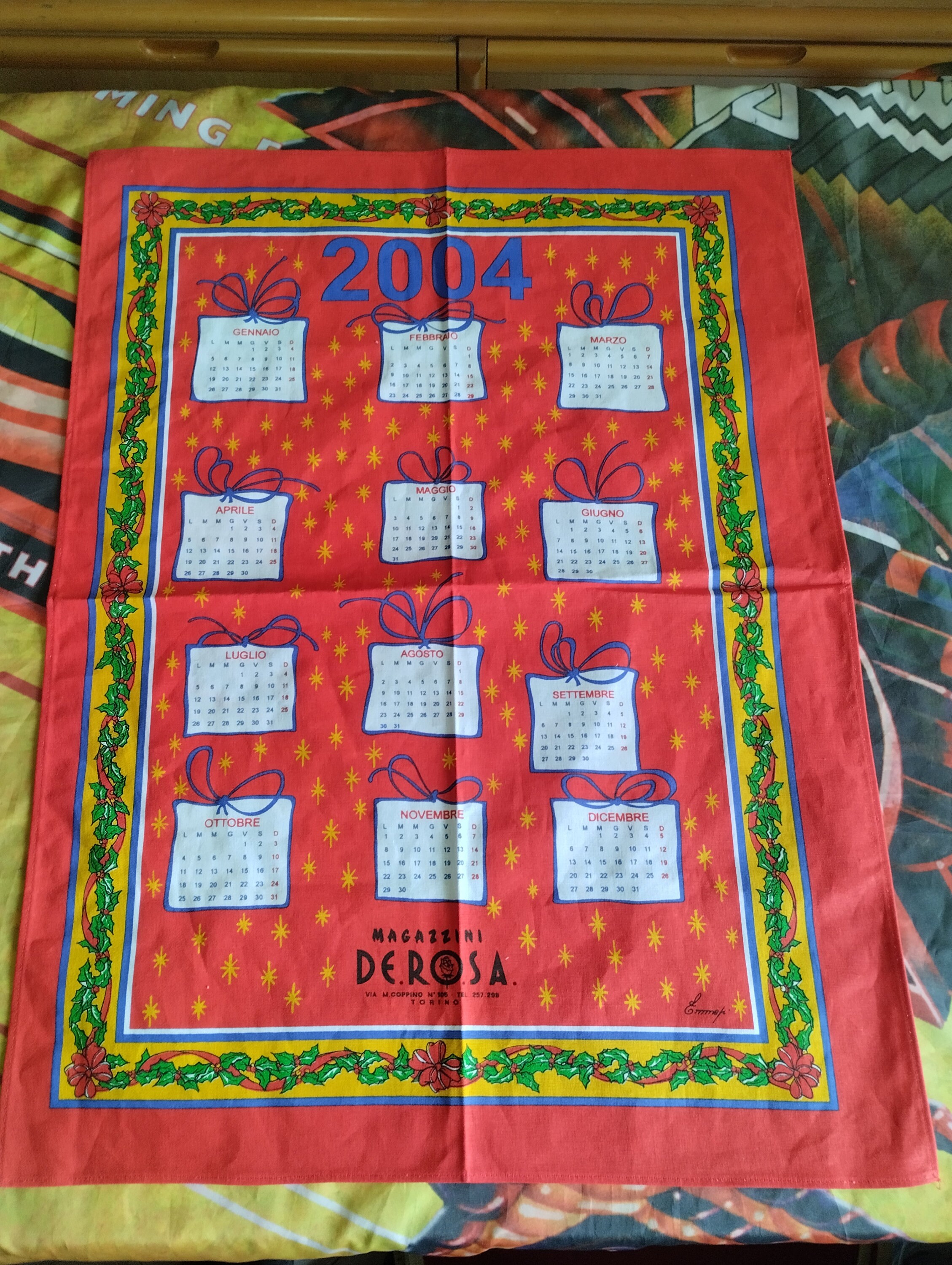 Lot De 2 Torchons Calendriers Publicitaires Vintage – 2003/2004 – Motif Chatons Et Jardin – France